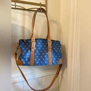 Dooney & Bourke Blue Monogram Satchel w/ Leather Trim & Strap – Authentic
